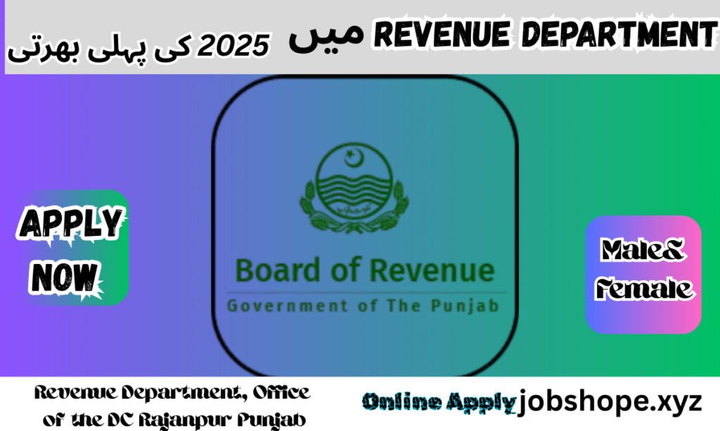 Revenue Department, Office of the DC Rajanpur Punjab Jobs 2025 - Apply Now